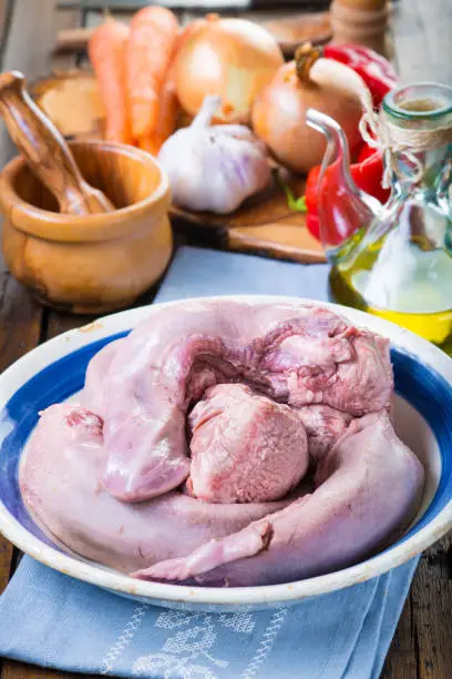 Photo of Raw pork tongues and ingredients to cook