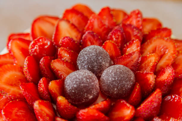 istock Bright beautiful mouth-watering strawberry cake and cream 970478992