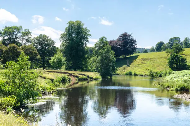 Photo of river Derwent at Chatsworth Park in the Peak District National Park, Derbyshire, England​