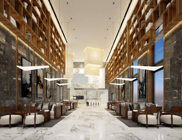 istock 3d render luxury hotel entrance lobby 970489138