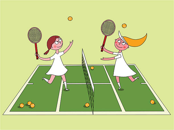 ilustraciones, imágenes clip art, dibujos animados e iconos de stock de practicar - amateur tennis