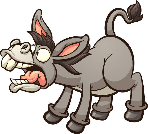 Braying donkey Braying cartoon donkey. Vector clip art illustration with simple gradients. All in a single layer. burro stock illustrations