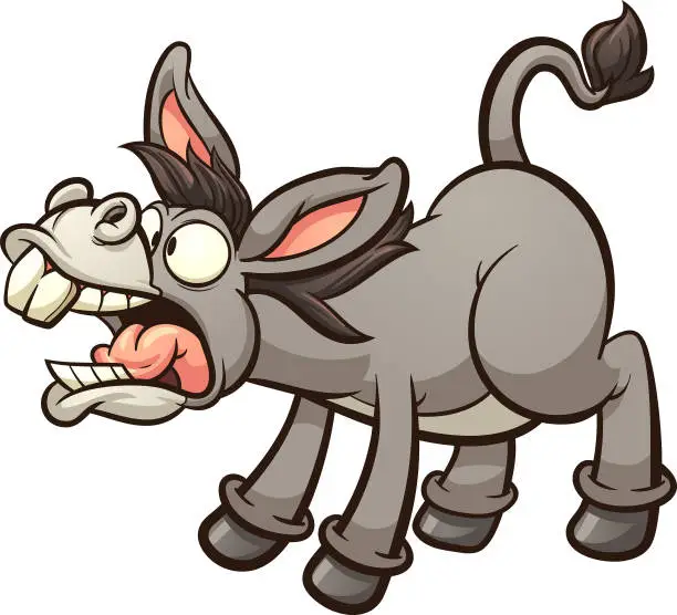 Vector illustration of Braying donkey