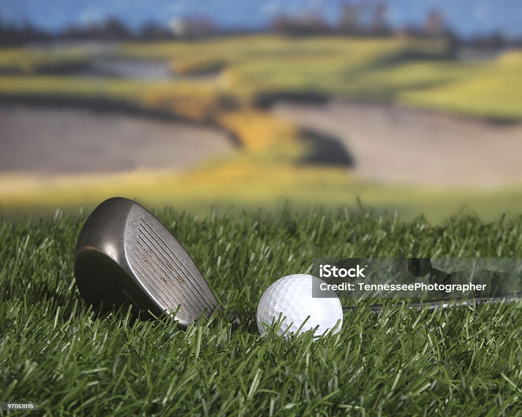 Golf ball and club  Color Image Stock Photo