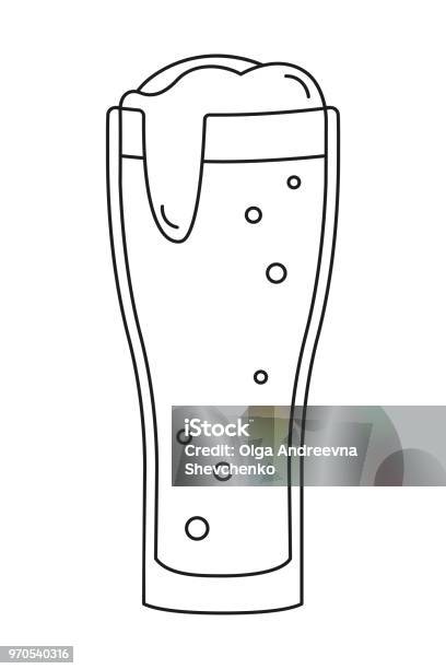Line Art Black And White Beer Glass Stock Illustration - Download Image Now - Alcohol - Drink, Alcohol Abuse, Ale
