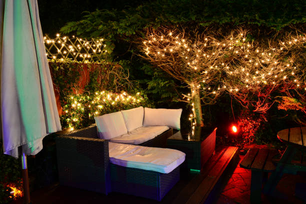 istock Illuminated Garden Seating and Fairy Lights 970542608