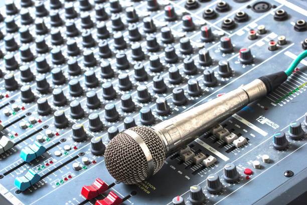 istock Microphones and mixers on the table. 970550992