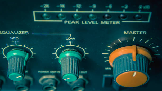 istock Orange volume control of the audio amplifier in the studio. Vintage Style. 970554168