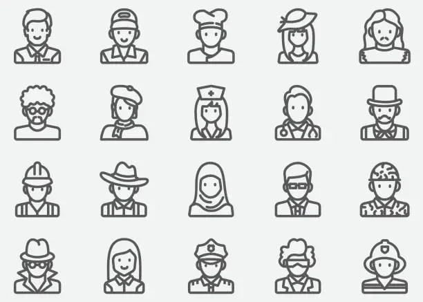 Vector illustration of Avatar and People Line Icons