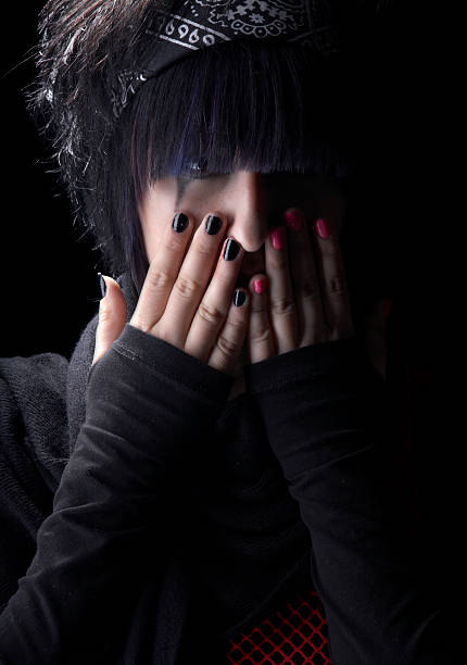 Depression of the young girl  emo hair guys stock pictures, royalty-free photos & images