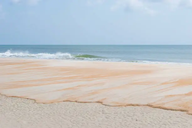 An orange sandy beach with textured pattern near St. Augustine, Florida.
