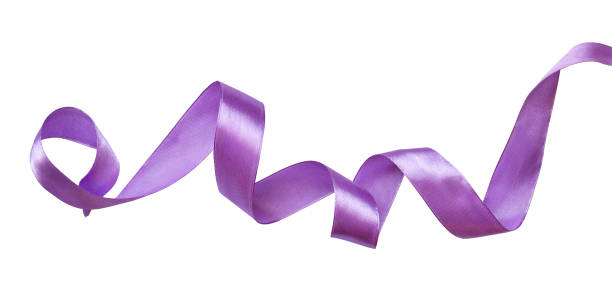 istock Curled purple silk ribbon 970613348