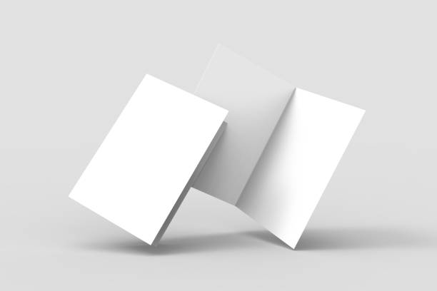 istock Half-fold horizontal brochure blank white template for mock up and presentation design. 3d illustration. 970620286