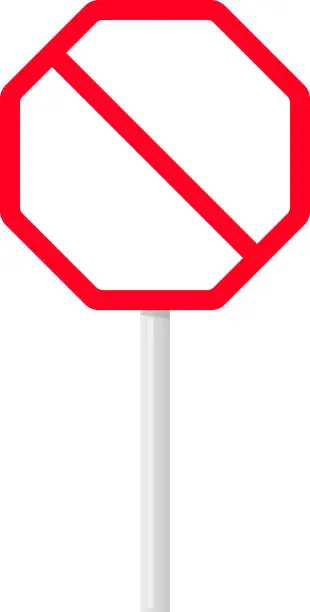 Vector illustration of Octangular red prohibition signpost