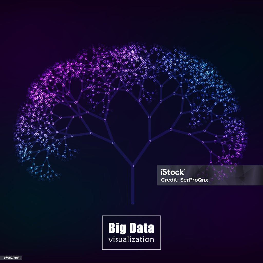 Big Data Visualization Glowing Tree Vector Stock Illustration ...