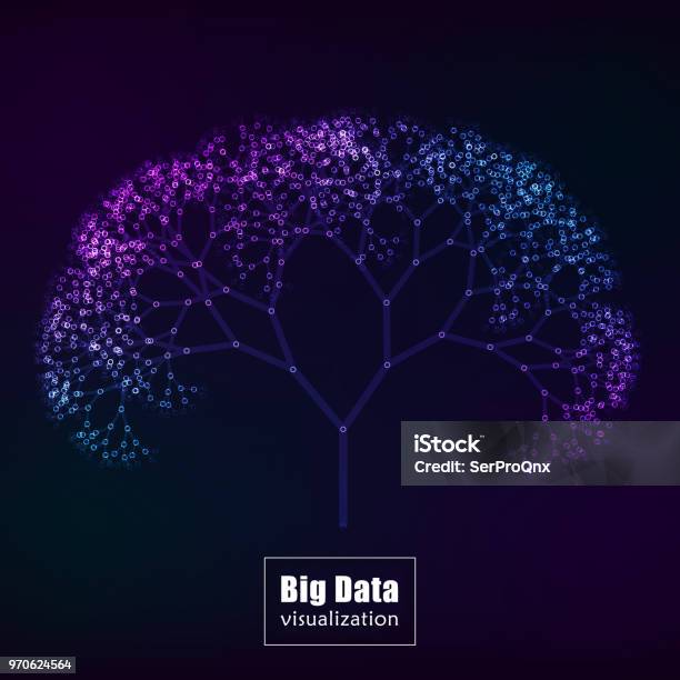 Big Data Visualization Glowing Tree Vector Stock Illustration ...