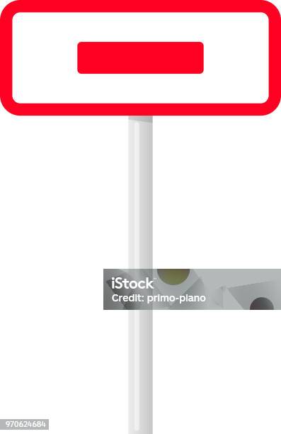 Rectangular Sign Under Stop Sign Red Rectangular Stop Sign On White Stock Illustration - Download Image ...