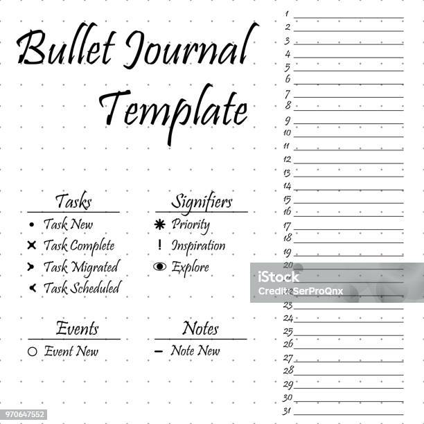 Bullet Journalmall Enkel Papper Aktivitet Tracker-vektorgrafik och fler bilder på Anteckningsblock - Anteckningsblock, Dagbok, Kula - Ammunition