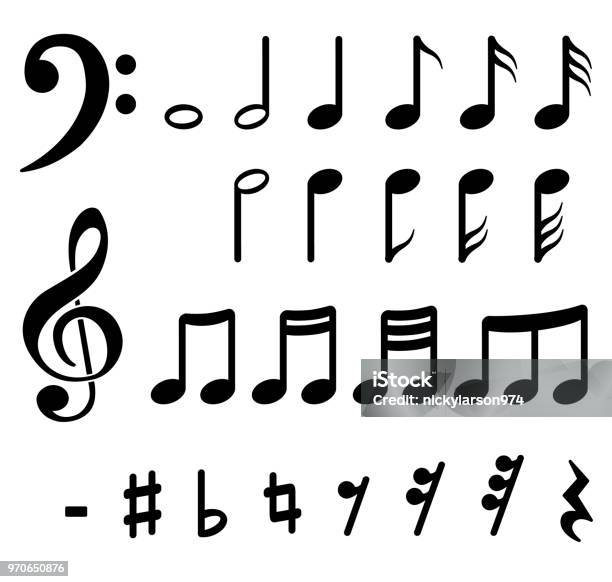 Notes De Musique Sur Fond Blanc Vecteurs libres de droits et plus d'images vectorielles de Note de musique - Note de musique, Vectoriel, Clé de sol