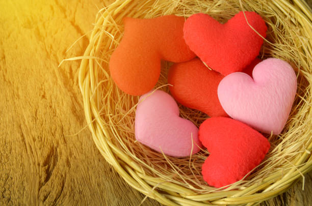 istock High Angle View Of Heart Shape Decorations In Bird Nest On Table 970664210