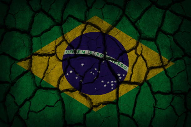 istock Full Frame Shot Of Flag Pattern On Cracked Wall 970668868