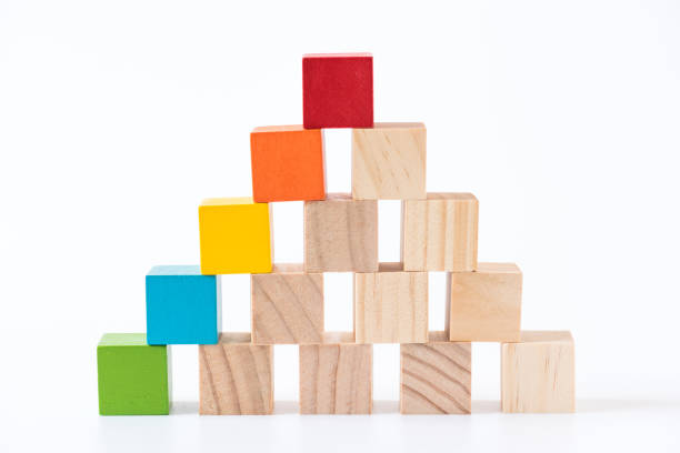 istock Stack Of Wooden Blocks Against White Background 970673078
