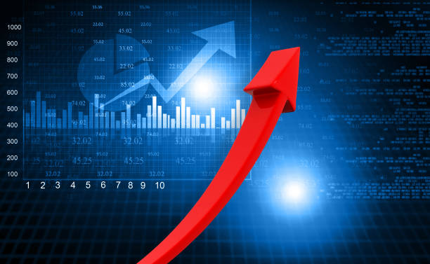 istock Stock market graph with moving arrow 970693766