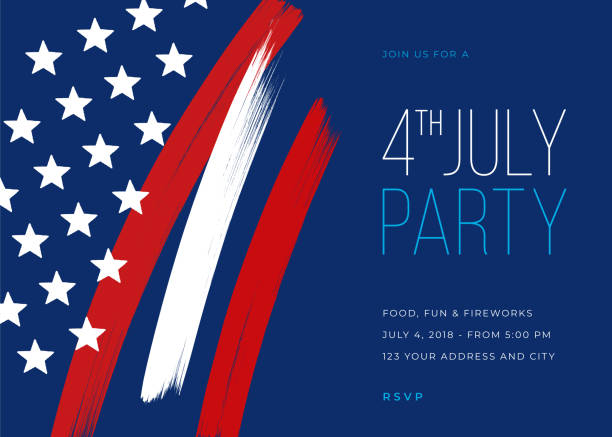 Fourth of July Party Invitation Template Fourth of July Party Invitation Template - Illustration july illustrations stock illustrations
