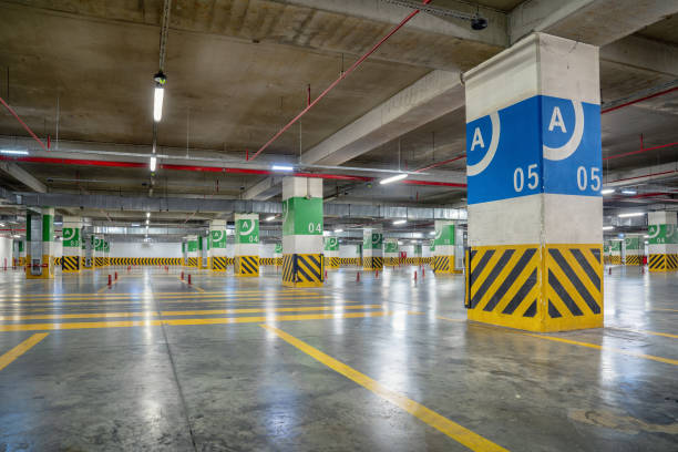 istock Underground parking Garage with many free places 970715292