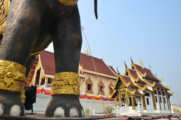 istock Beautiful Thai Temple with blue sky 970723104