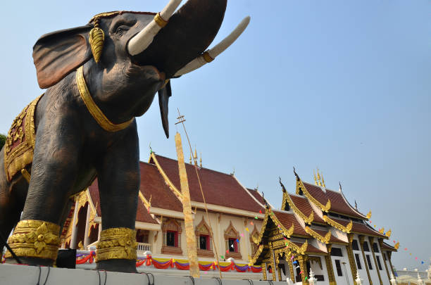 istock Beautiful Thai Temple with blue sky 970723108