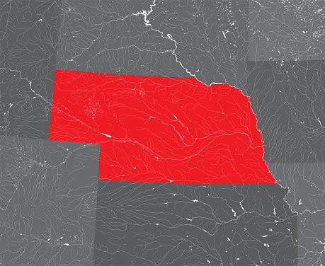 Two Rivers Nebraska Map Map Of Nebraska With Lakes And Rivers Stock Illustration - Download ...