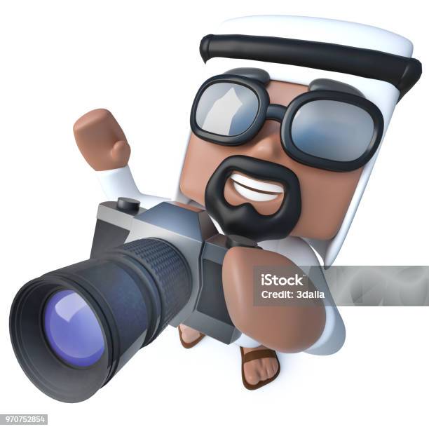3d Funny Cartoon Arab Sheik Character Holding A Camera Stock Photo -  Download Image Now - iStock