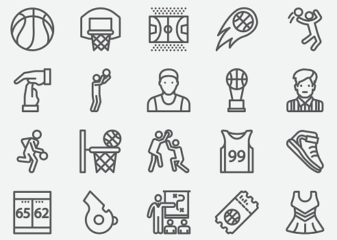 Basketball Sport Line Icons