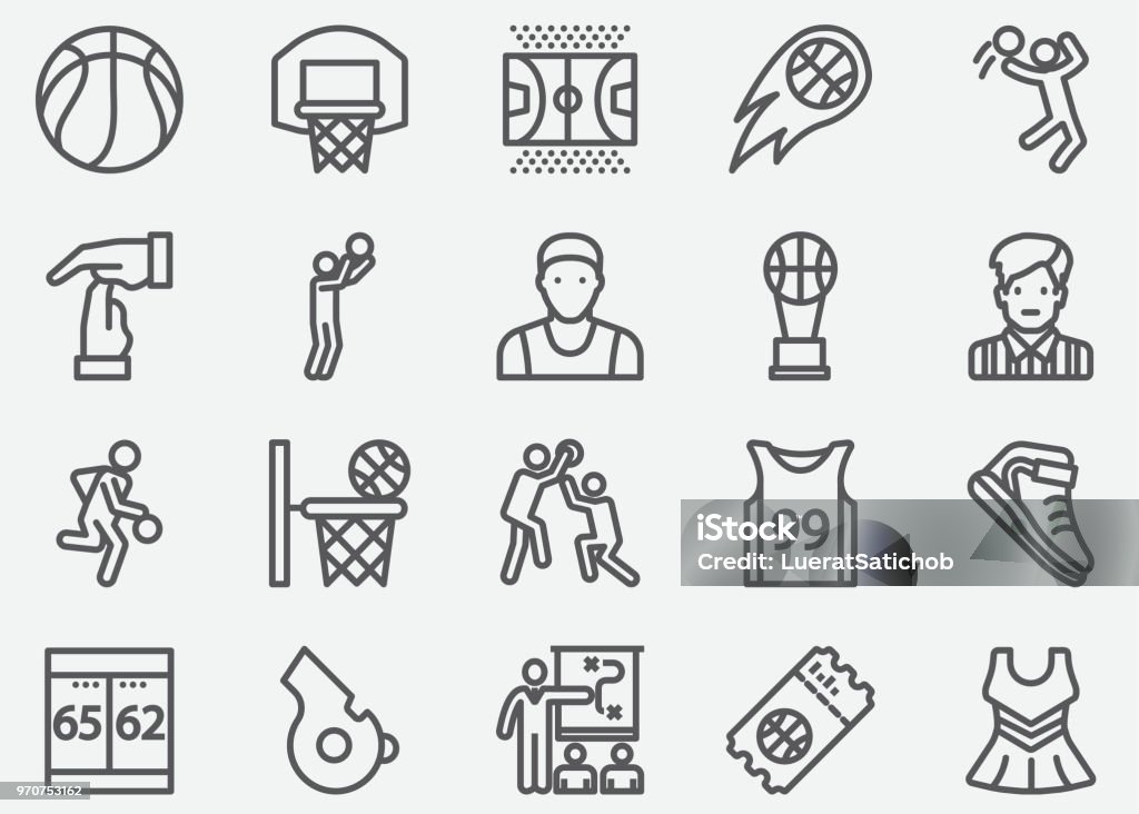 Basketball Sport Line Icons Basketball - Sport stock vector