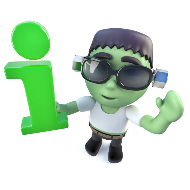 istock 3d Funny cartoon frankenstein monster character holding an information symbol 970753898
