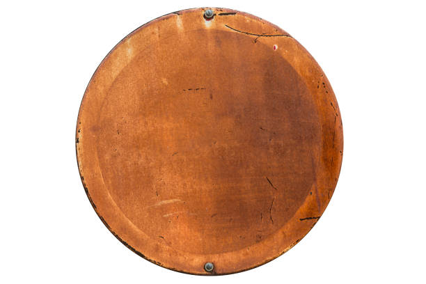 istock old rusty grunge round shape empty banner isolated on white with clipping path. 970756834