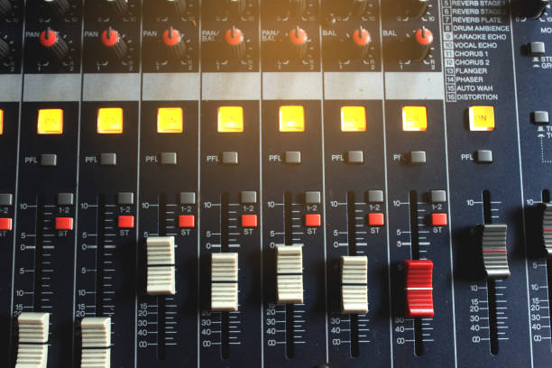 istock Volume Slide tool to control the sound of the sound engineer. 970761354