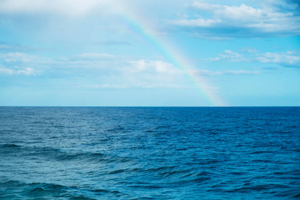 istock rainbow in the sky, above the ocean 970781584
