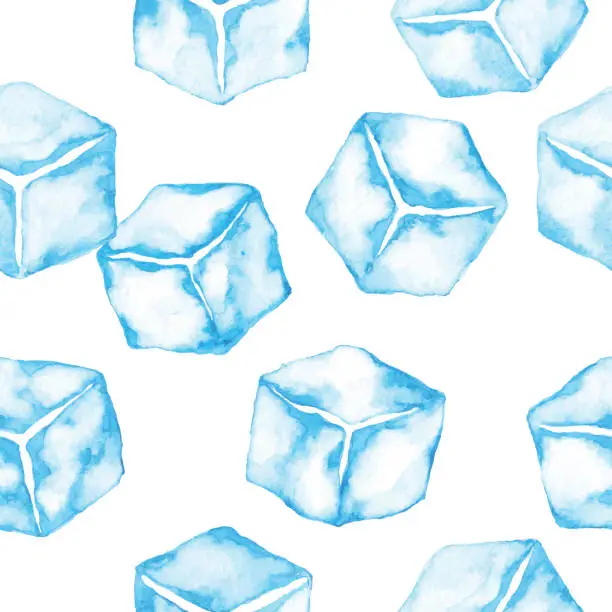 Vector illustration of Watercolor Seamless Pattern With Ice Cubes