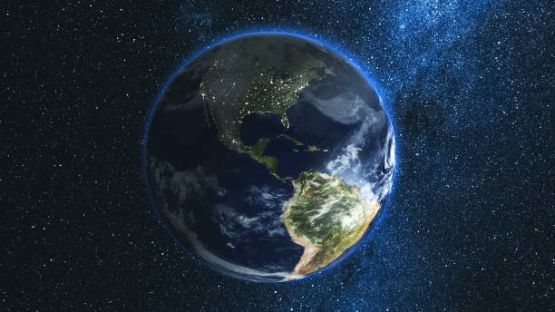 istock Realistic Earth Planet against the the star sky 970799846