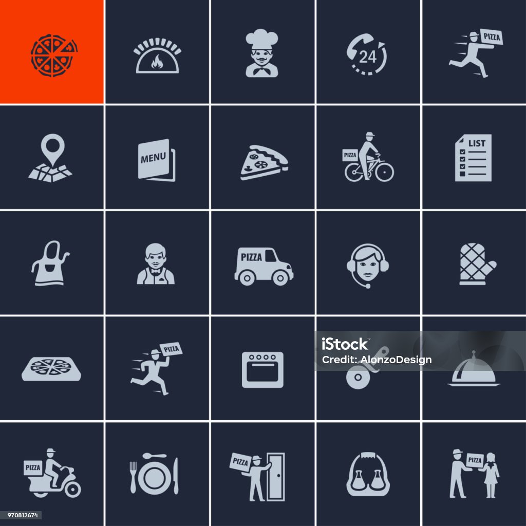 Pizza Delivery Icons Icon Symbol stock vector
