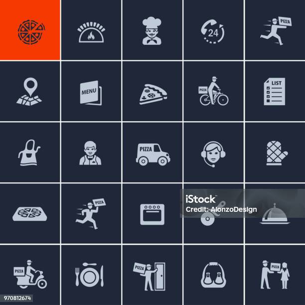 Pizza Delivery Icons Stock Illustration - Download Image Now - Icon Symbol, Pizza, Ordering