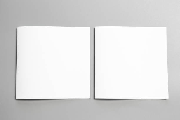 istock Blank portrait mock-up paper. brochure magazine isolated on gray, changeable background / white paper isolated on gray 970813048