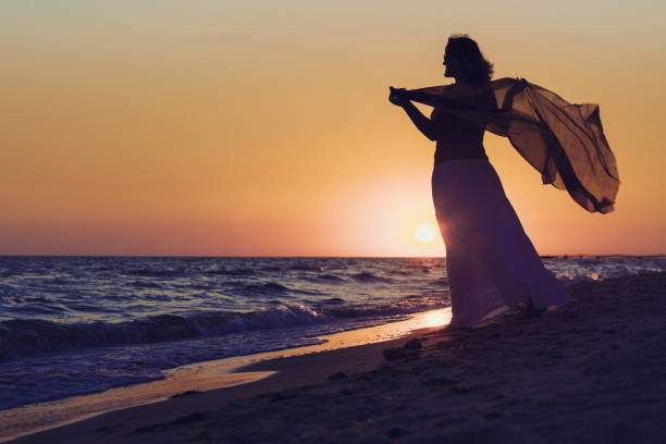 istock A lady with the flying scarf 970819222