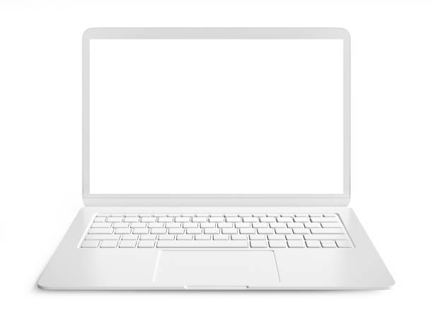 istock Blank white laptop with copy space isolated on white background 970832464