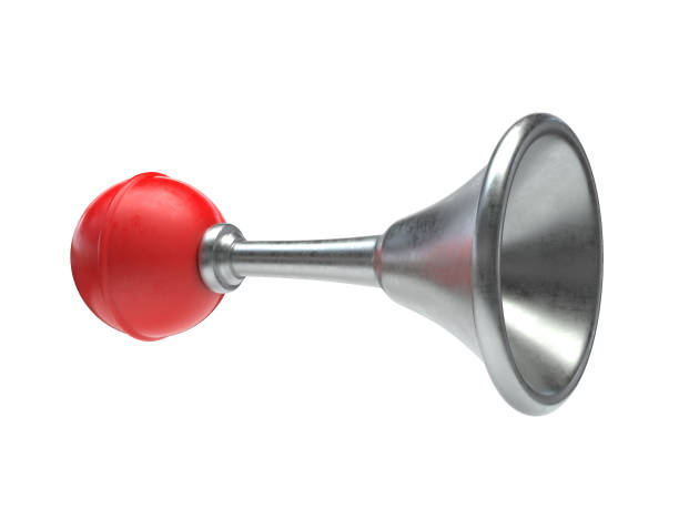 istock Klaxon, retro air horn, honk, siren isolated on white 970832486