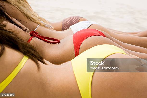 Sun Bath On The Beach With Your Friends Stock Photo - Download Image Now - Back, Beach, Beautiful People