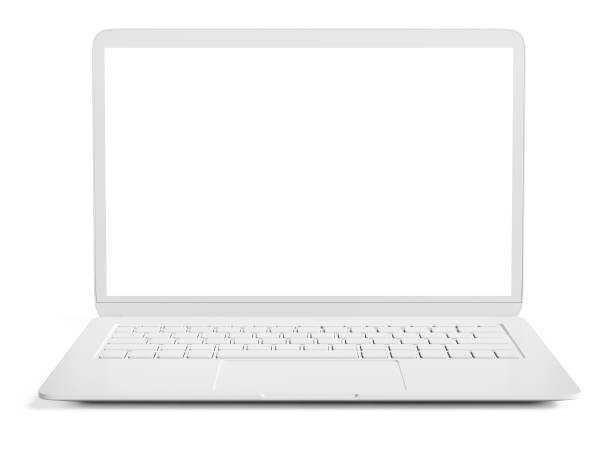 istock Blank white laptop with copy space isolated on white background 970832840