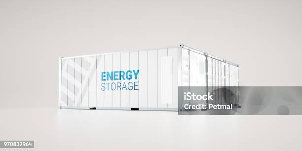 Hicapacity Battery Energy Storage Facility Made Of Industrial Shipping Containers 3d Rendering Stock Photo - Download Image Now